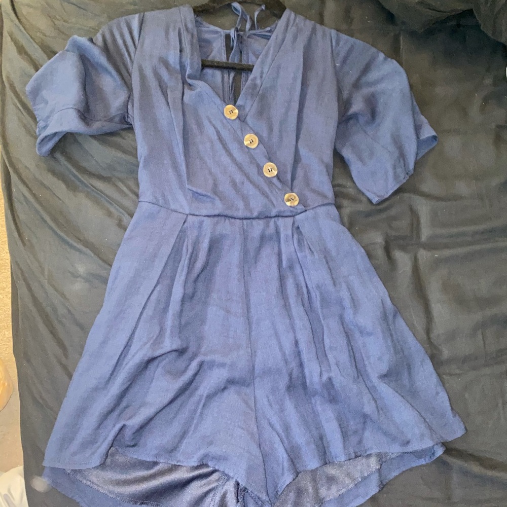 Charlotte Russe button up romper with tie up back